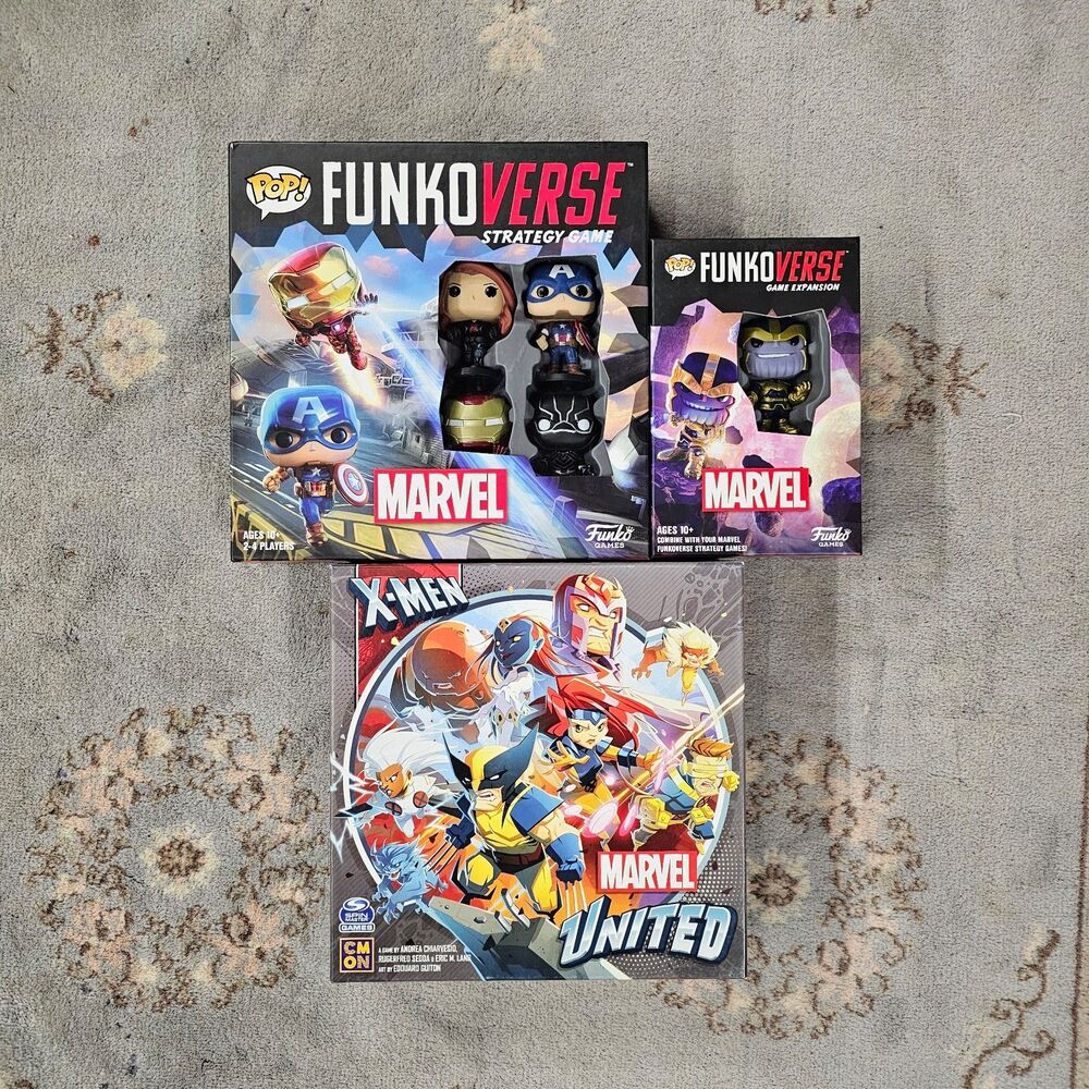 Marvel United X-Men Board Game + Marvel Funkoverse with Thanos